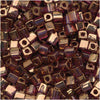 Miyuki 4mm Glass Cube Beads Cranberry Gold Luster Color 2441 10 Grams