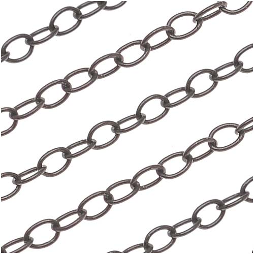 Gun Metal Plated Fine Cable Chain, 1.8mm (1 Foot)