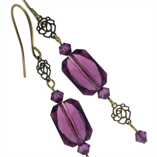 Retired - Amethyst Rose Earrings