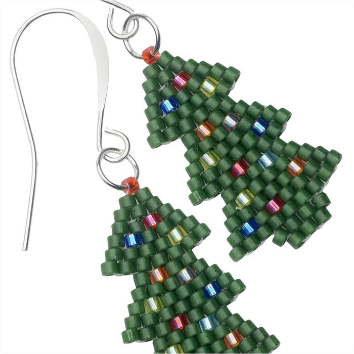 Beaded Christmas Tree Earrings