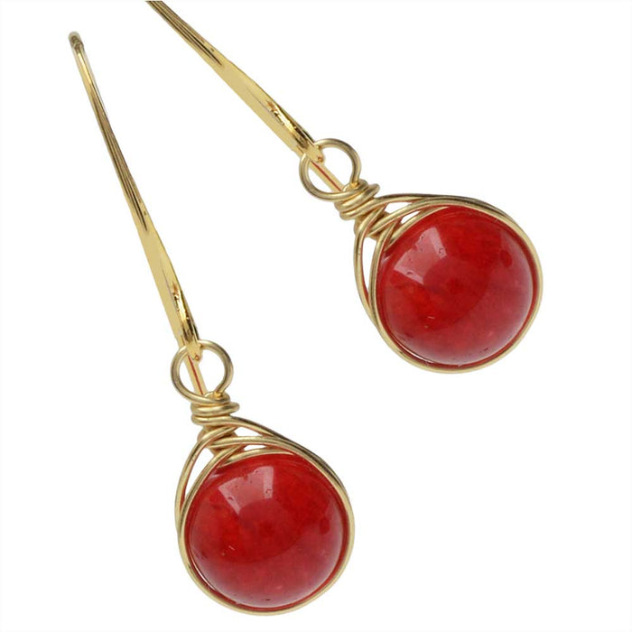 Gold Earrings With Pearl Coral - Lagu Bandhu