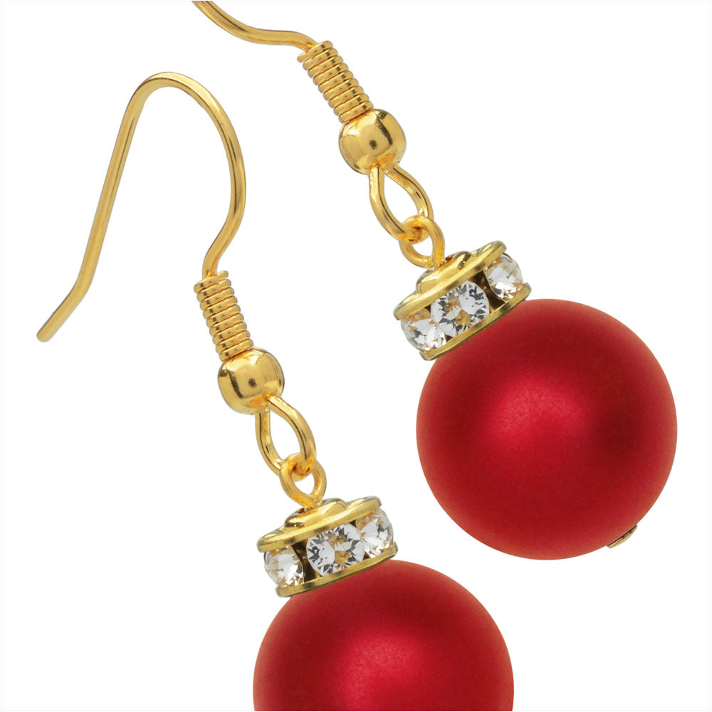 Christmas Ornament Earrings in Rouge and Gold