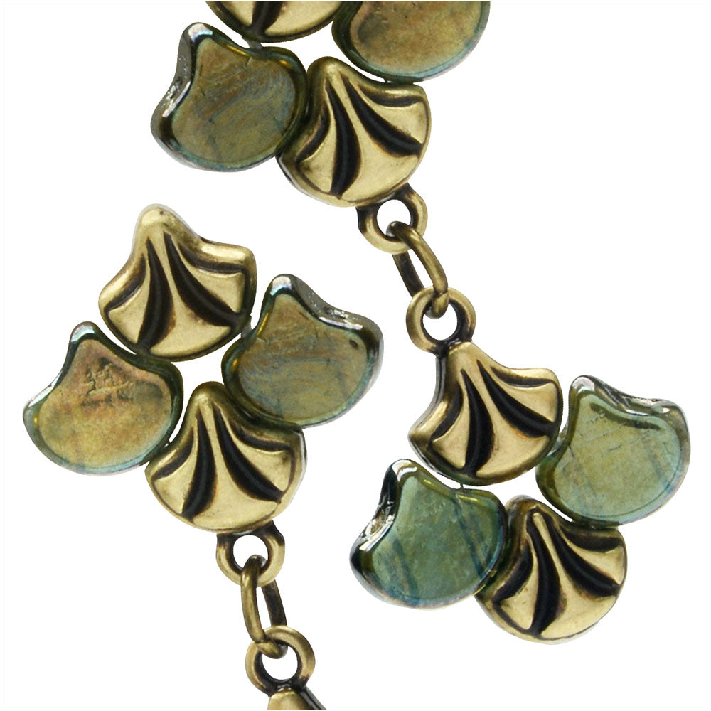 Cymbal Earring Posts for Ginko Beads, Limani, 2-Hole Leaf 7.5x8mm