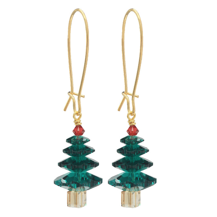 Emerald Christmas Tree Earrings