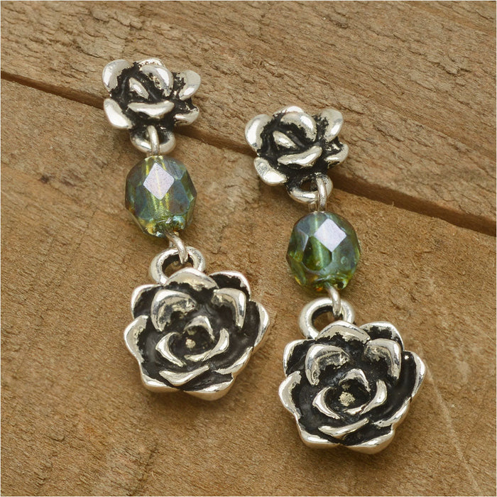Silver Succulent Earrings