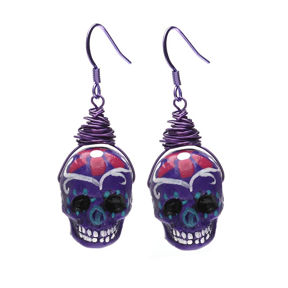 Retired - Purple Sugar Skull Earrings