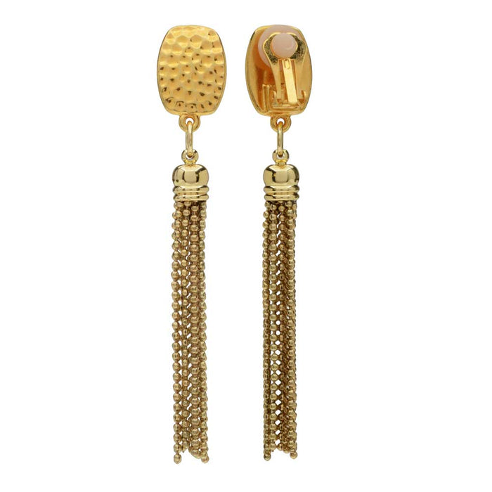 Retired - Gold Tassel Clip On Earrings