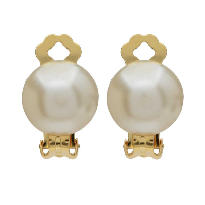 Pearl Cabochon Clip On Earrings