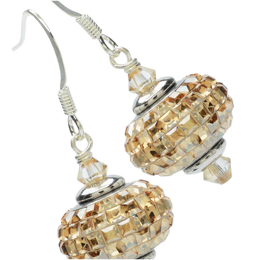 Retired - BeCharmed Square Pave Earrings in Crystal Golden Shadow