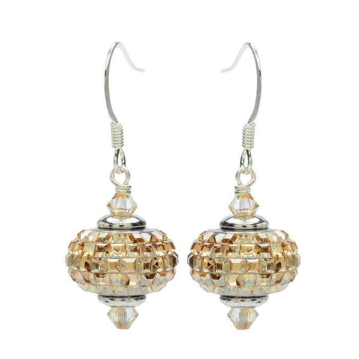 Retired - BeCharmed Square Pave Earrings in Crystal Golden Shadow