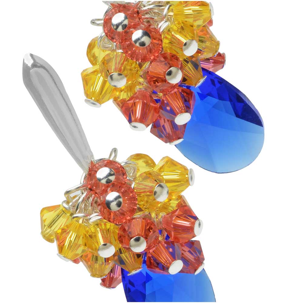 Retired - Majestic Blue Austrian Crystal Cluster Earrings