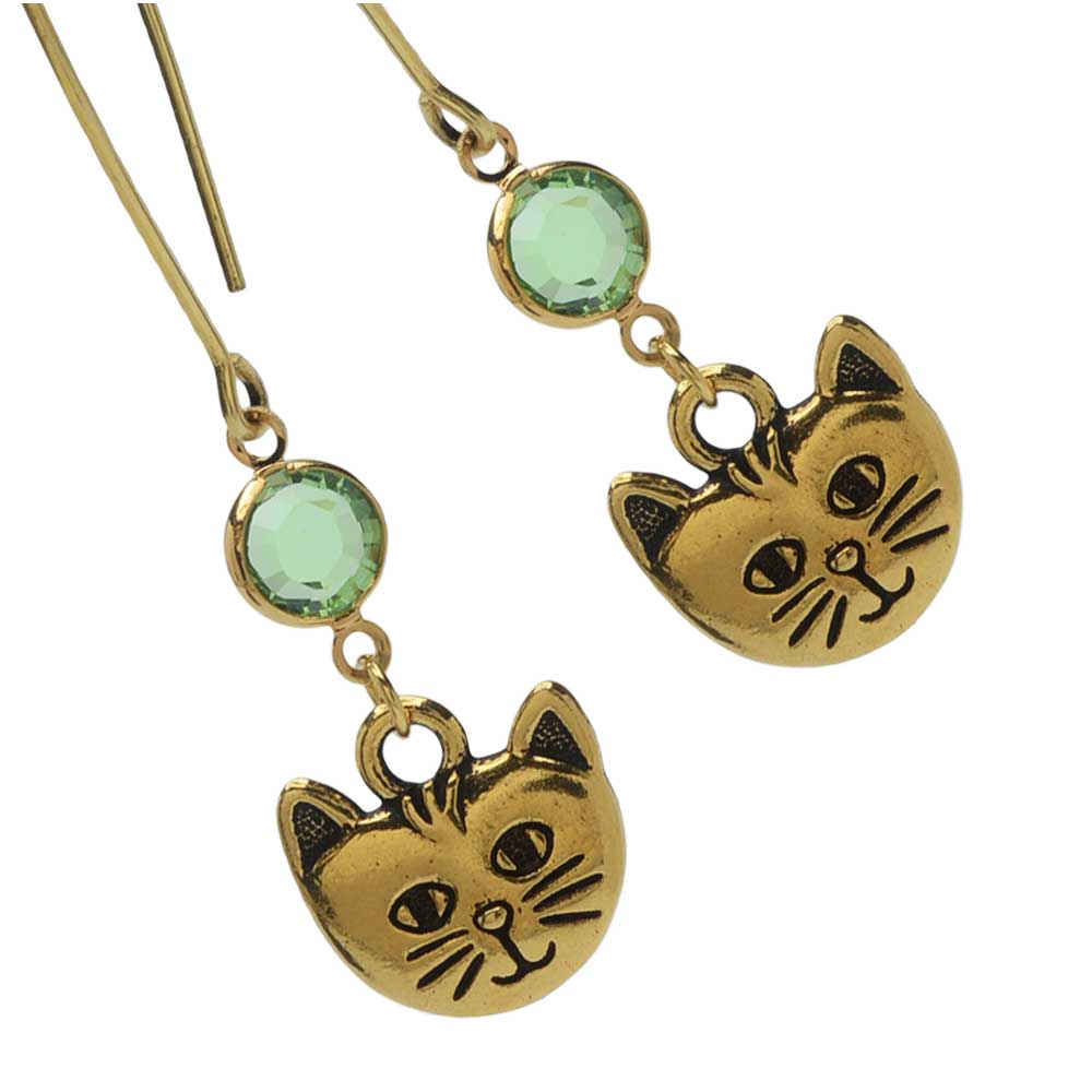 Retired - Meow Meow Kitty Earrings in Gold