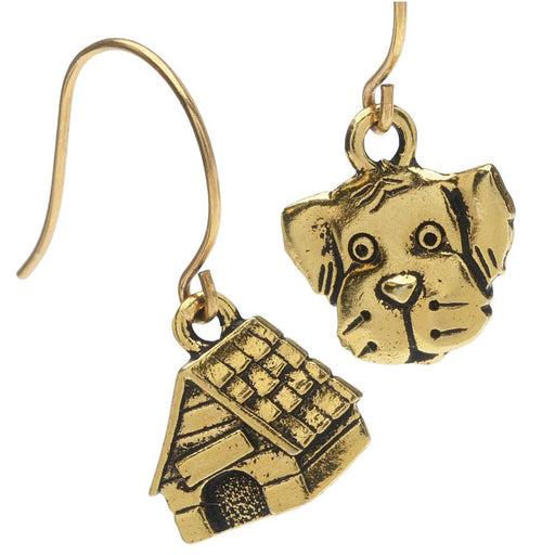 In the Doghouse Puppy Earrings in Gold