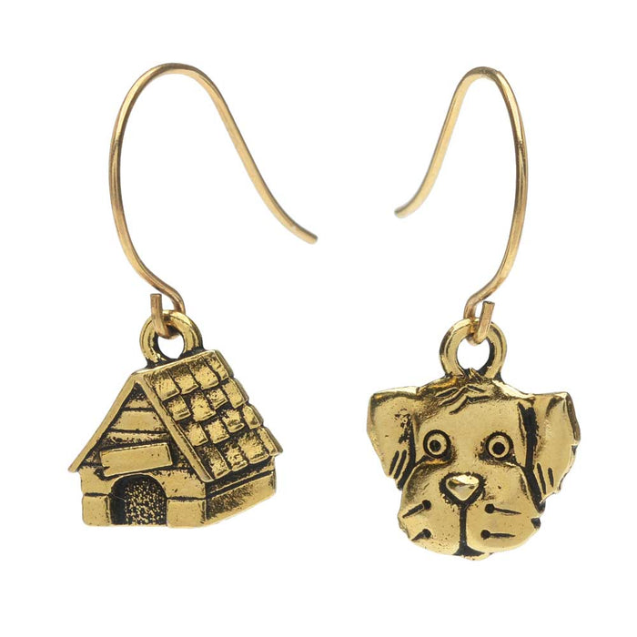 In the Doghouse Puppy Earrings in Gold