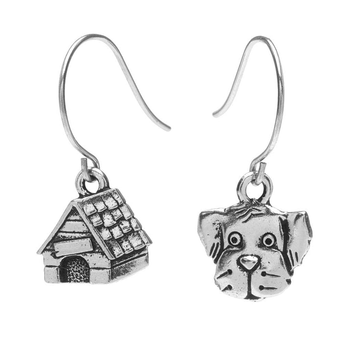 In the Doghouse Puppy Earrings in Silver
