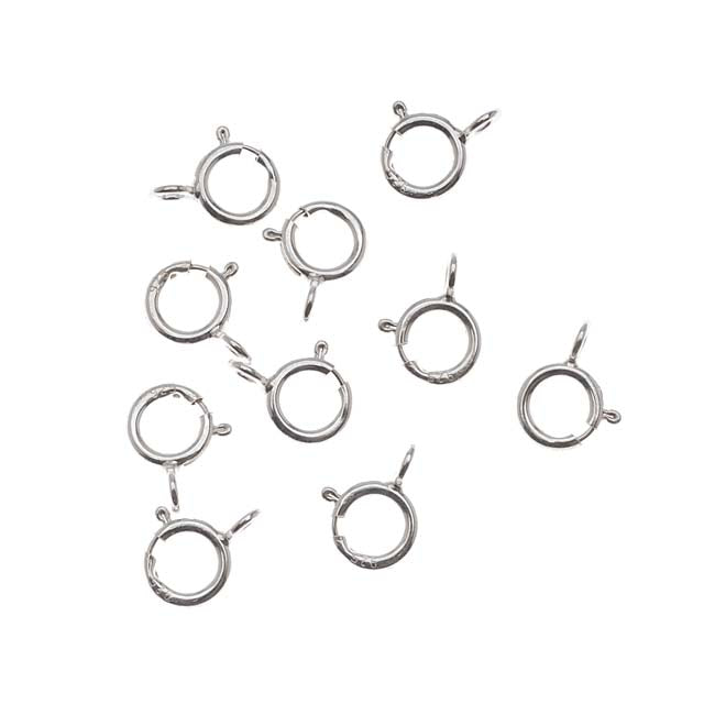 Spring Ring Clasps, Round with Closed Ring 5mm, Sterling Silver (10 Pieces)