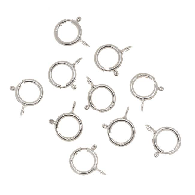 Spring Ring Clasps, Round with Closed Ring 6mm, Sterling Silver (10 Pieces)