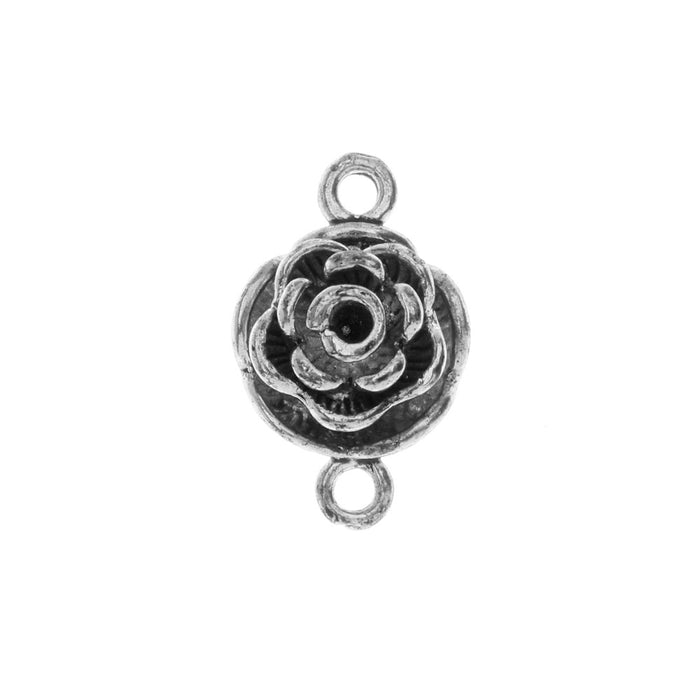 Magnetic Clasps, Rose Blossom Flower Design 20x13mm, Antiqued Silver Tone (1 Set)