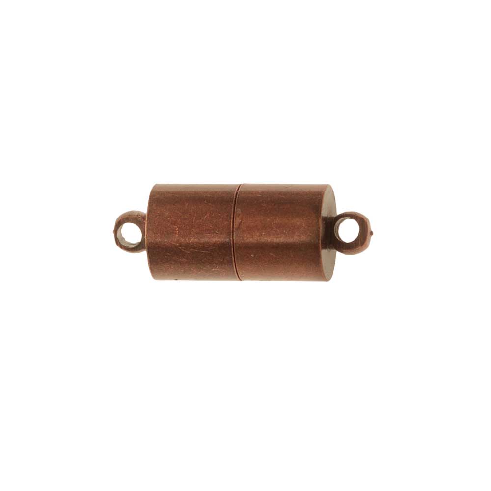 Magnetic Clasps, Round Barrel Shape 16x6mm, Red Copper Tone (2 Sets)
