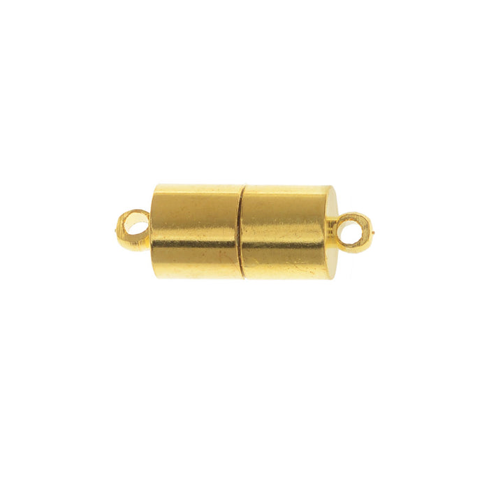 Magnetic Clasps, Round Barrel Shape 16x6mm, Gold Tone (2 Sets)