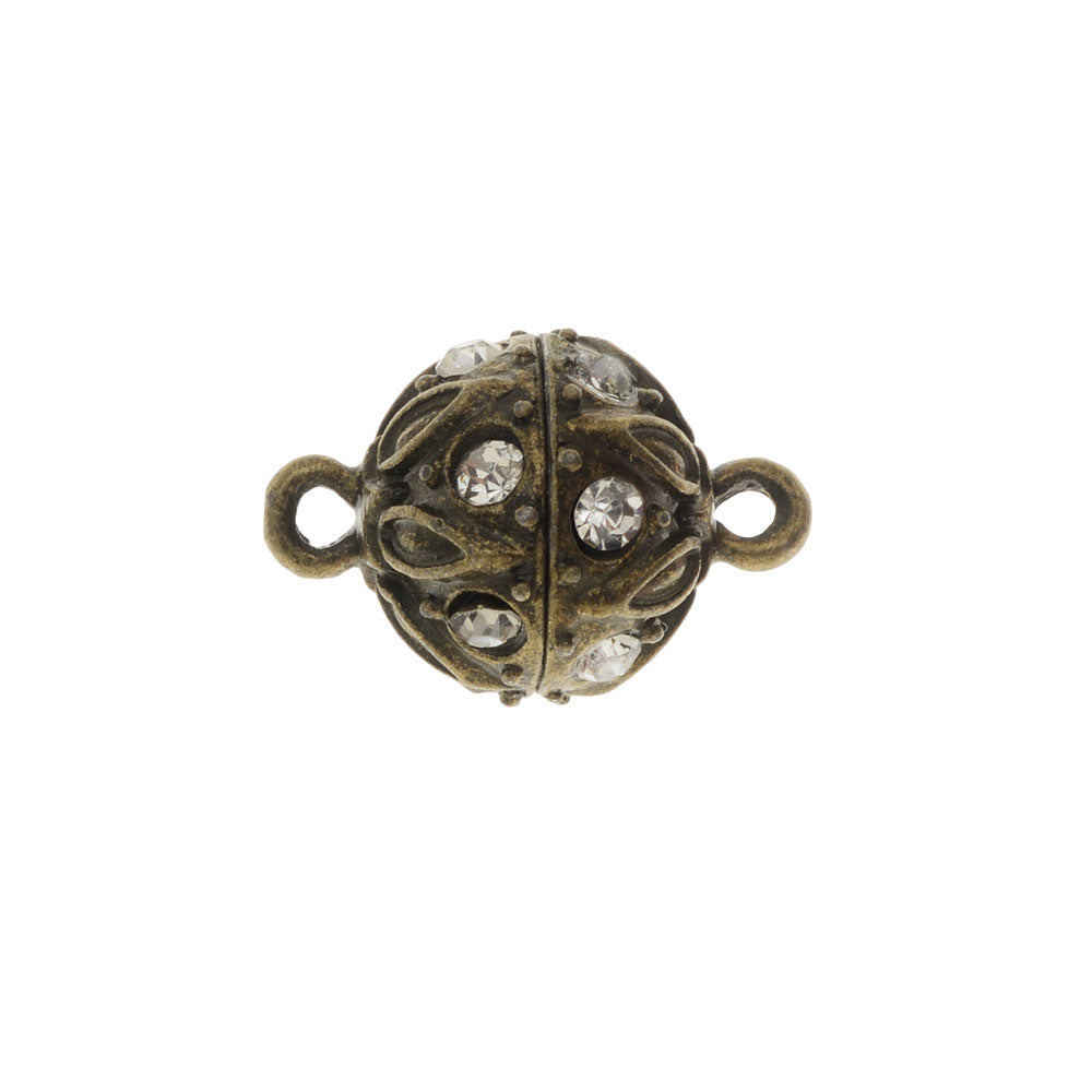 Magnetic Clasps, Sphere with Drop Pattern 19x12.5mm, Antiqued Bronze Tone (1 Set)