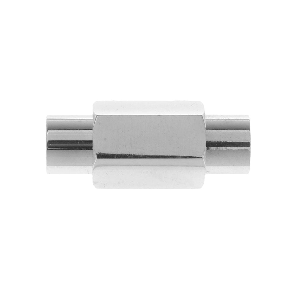 Magnetic Clasps, Hexagonal Tube 20mm, Fits 6mm Round Cord, 304 Stainless Steel (1 Set)