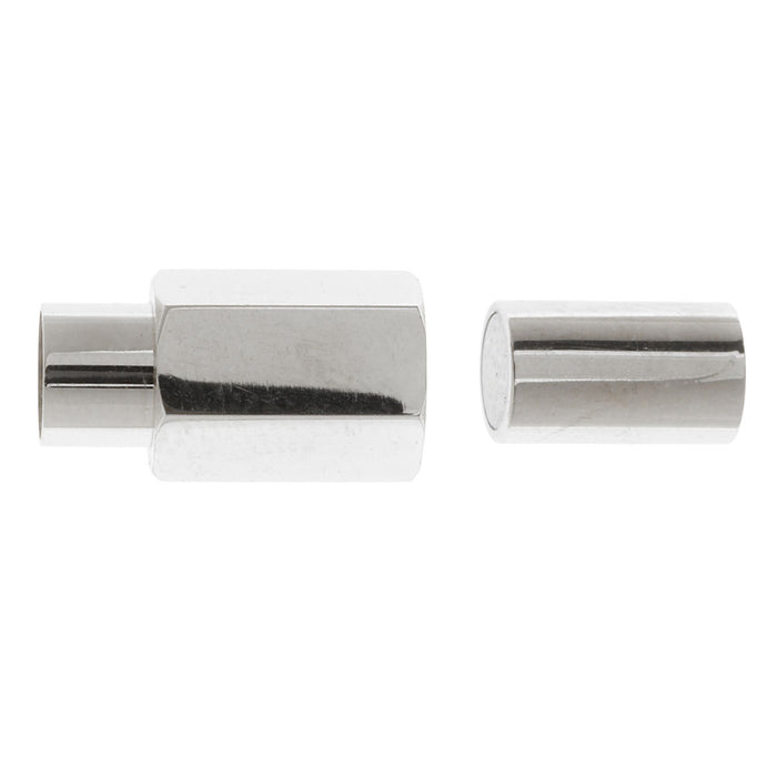 Magnetic Clasps, Hexagonal Tube 20mm, Fits 6mm Round Cord, 304 Stainless Steel (1 Set)
