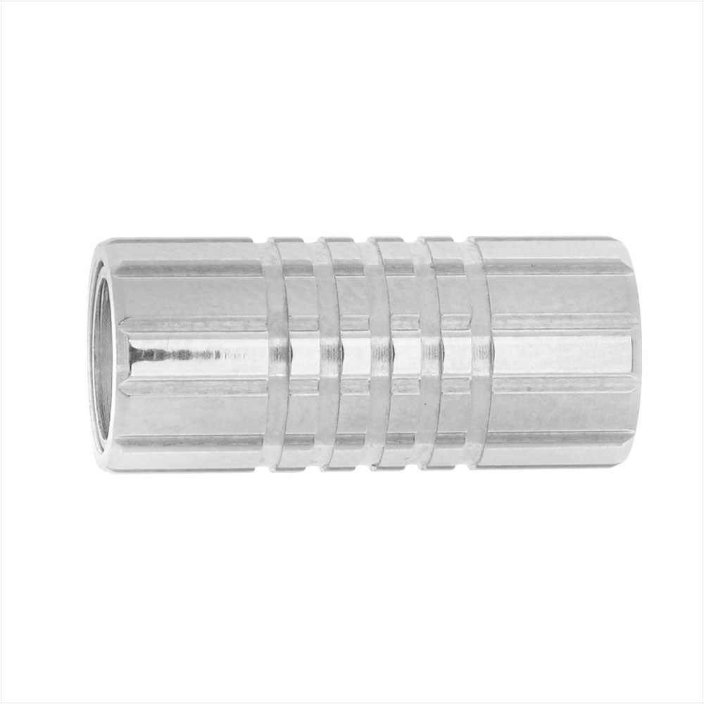 Magnetic Clasps, Tube Shape with Stripes 20mm, Fits 6mm Round Cord, 304 Stainless Steel (1 Set)