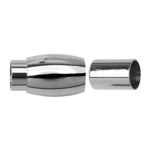 Magnetic Clasps, Oval Barrel 10x20mm, Fits 6mm Cord , Silver Tone (1 Set)