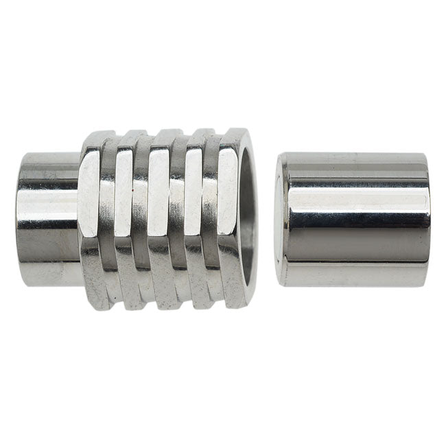 Magnetic Clasps, Hexagon Barrel 20x12mm, Fits Cord Up To 8mm, Silver Tone (1 Set)