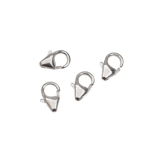 Lobster Clasps, Curved No Ring 8mm, Sterling Silver (4 Pieces)