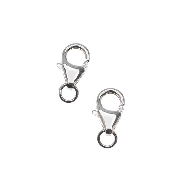 Lobster Clasps, Curved 10mm, Sterling Silver (2 Pieces)