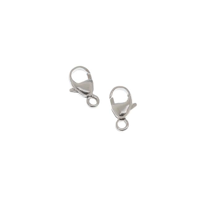 Lobster Clasps, Curved 9mm, Sterling Silver (2 Pieces)