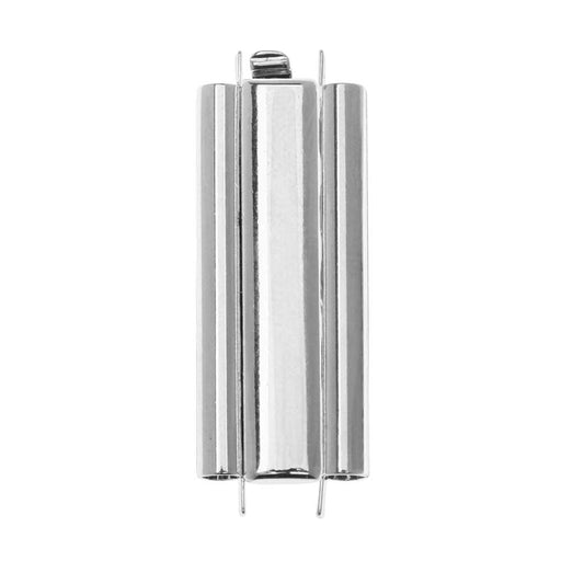 Elegant Elements Beadslides, Seed Bead Slide End Tube Clasp 29x10mm, Silver Plated (1 Set)