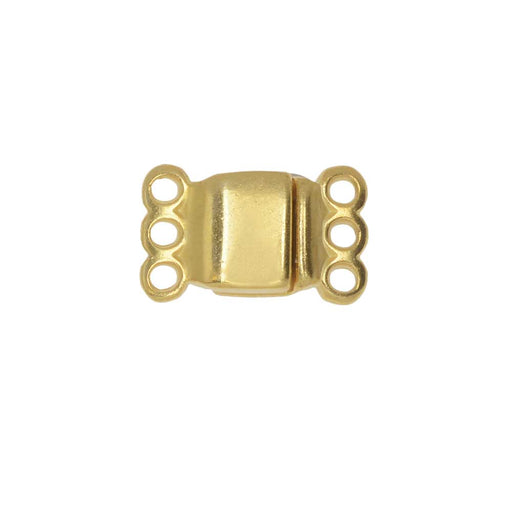 Magnetic Clasps, 3-Strand Rectangle 8x8.5mm, Gold Plated (1 Set)