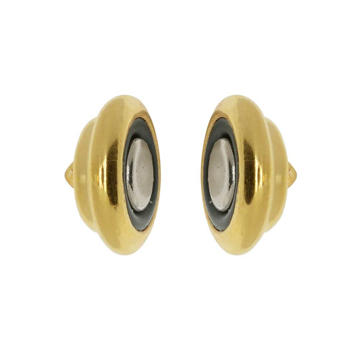 Mag-Lok Magnetic Clasps, Round with Loops 11mm Diameter, Gold Plated (1 Set)