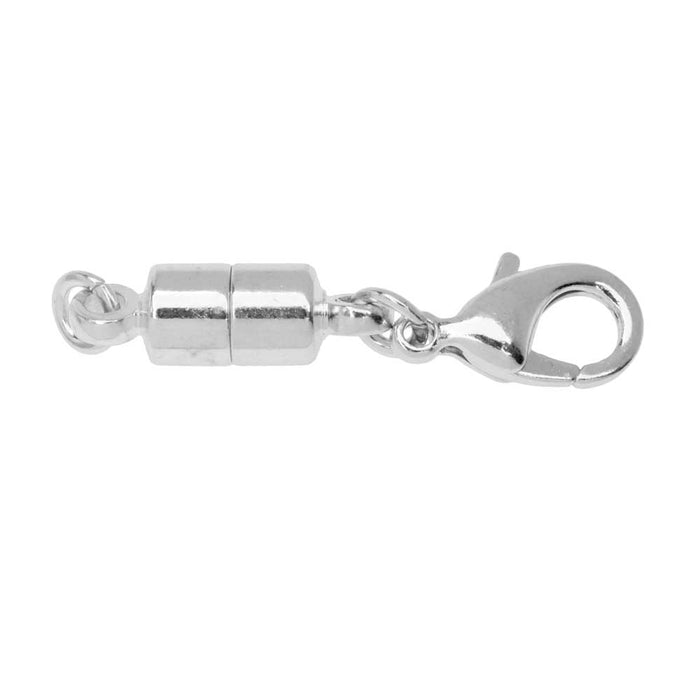 Magnetic Clasps Converter Assembly, Lobster Clasps with Open Jump Ring 30x5mm, Silver Plated (1 Set)