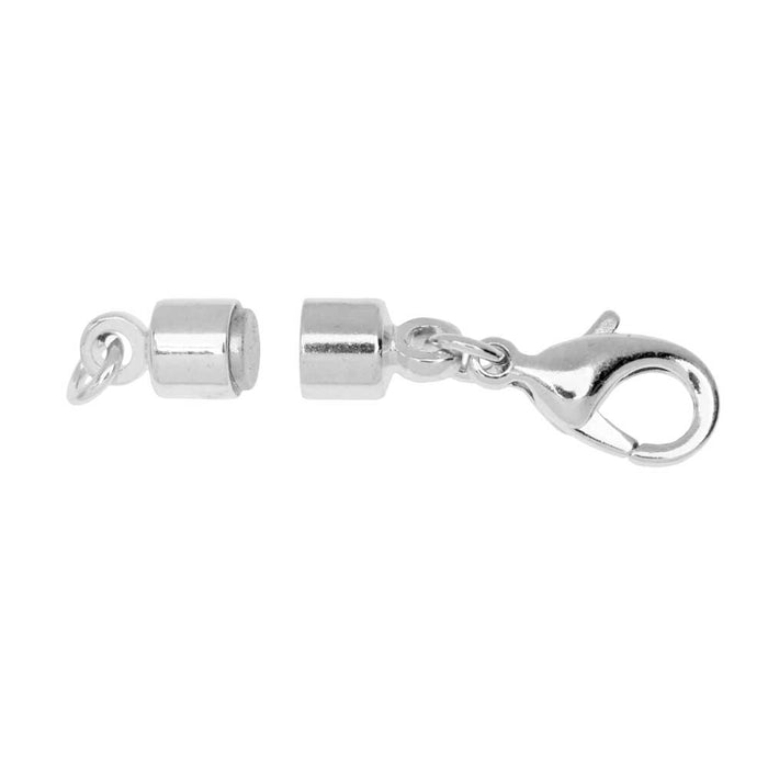Magnetic Clasps Converter Assembly, Lobster Clasps with Open Jump Ring 30x5mm, Silver Plated (1 Set)