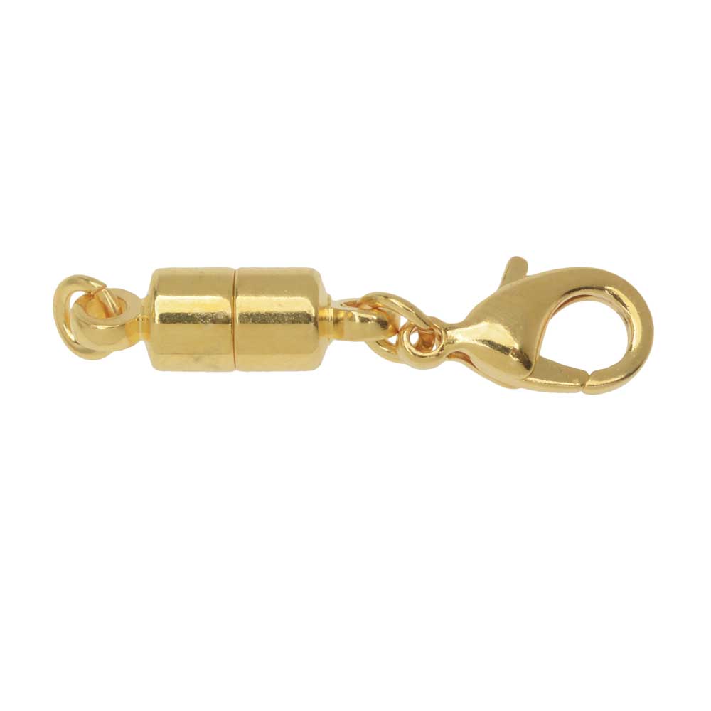 Magnetic Clasps Converter Assembly, Lobster Clasps with Open Jump Ring 30x5mm, Gold Plated (1 Set)