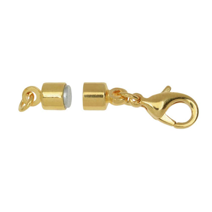 Magnetic Clasps Converter Assembly, Lobster Clasps with Open Jump Ring 30x5mm, Gold Plated (1 Set)