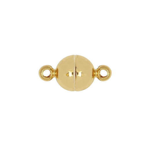 Magnetic Clasps, Smooth Round Ball with Loops 6mm Diameter, Gold Tone Brass (1 Set)
