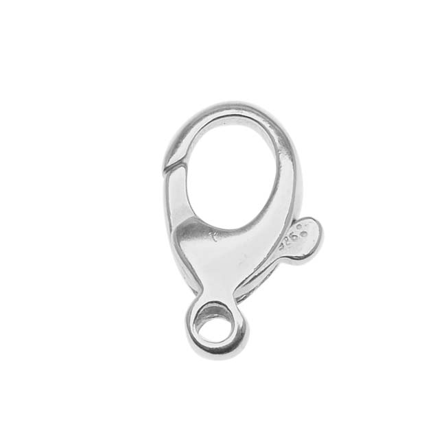 Lobster Clasps, Curved Balloon 13.5mm, Sterling Silver (1 Piece)
