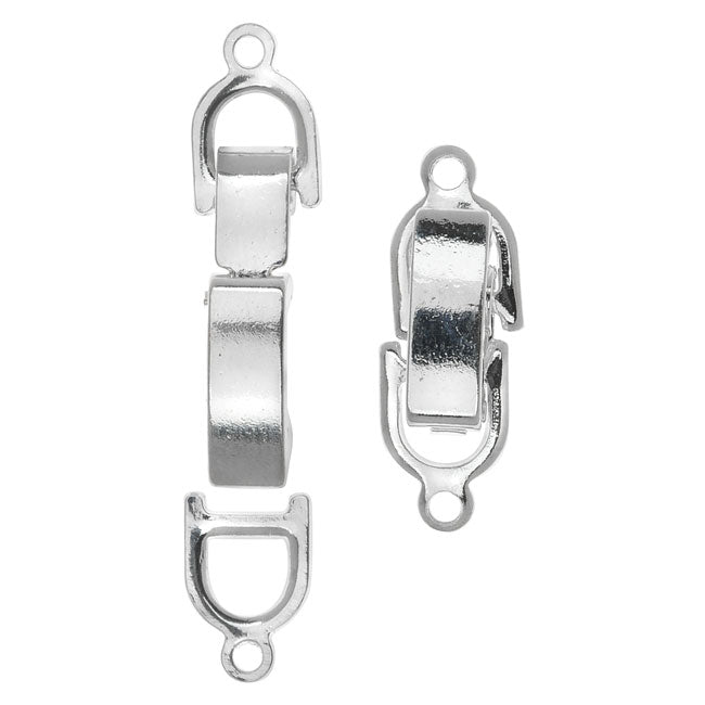 Fold-Over Lever Clasp, For Bracelets 18x6mm, Silver Plated (4 Pieces)