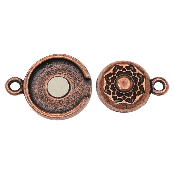 TierraCast Magnetic Clasps, Lotus 14x20.5mm, Antiqued Copper Plated (1 Set)