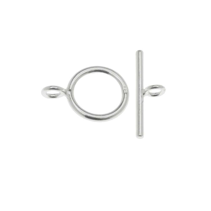 Toggle Clasps, Bar and Round Ring 12.5mm, Sterling Silver (1 Set)