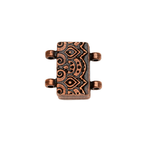 TierraCast Magnetic Clasps, Temple 2-Strand Rectangle 16.5mm, Antiqued Copper Plated (1 Set)