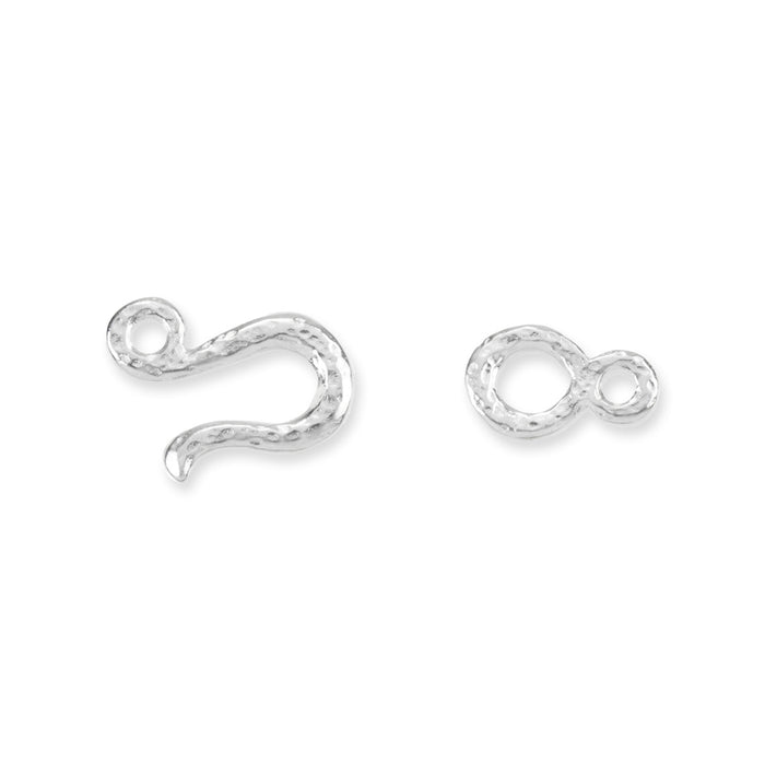 Toggle Clasp, Hammered Hook & Eye 14mm, White Bronze Plated, by TierraCast (1 Set)