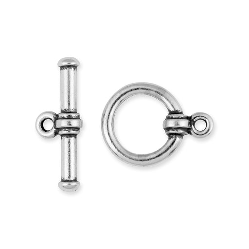 Toggle Clasp, Sleek Wrap 12mm, Antiqued White Bronze Plated, by TierraCast (1 Set)