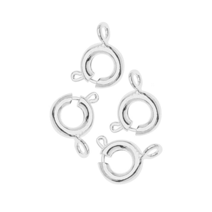 Spring Ring Clasps, Round 6mm, Silver Plated (50 Pieces)