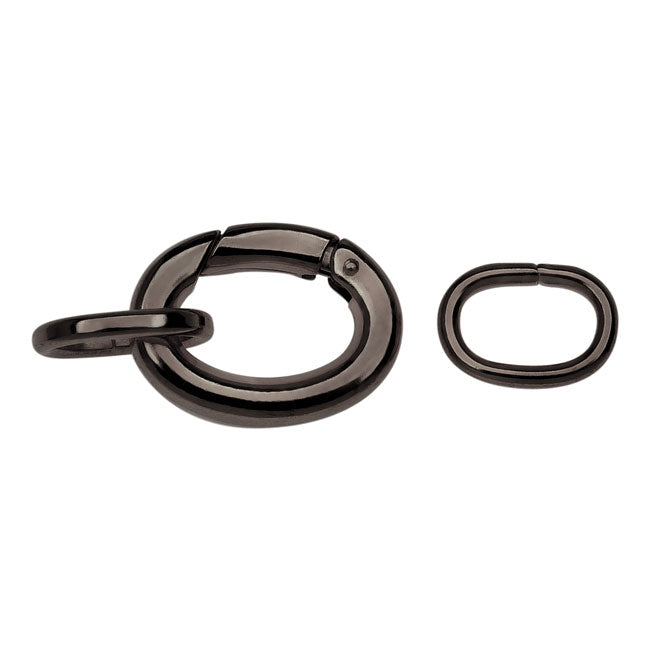 Lobster Clasps, Oval with 2 Jump Rings 20x15mm, Gunmetal Plated (1 Set)